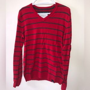 Aeropostale Men’s Small Red and Grey V-Neck Sweater